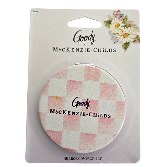 Goody x MacKenzie-Childs Accessories - Goody x MacKenzie-Childs Mirror Compact Pink White Checkered Target NEW